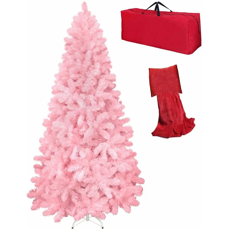 Albero di Natale Artificiale noel Rosa, Folto, Effetto Realistico, Rami a Gancio, Facile Montaggio, pvc, Ignifugo con Borsone Altezza 150 cm