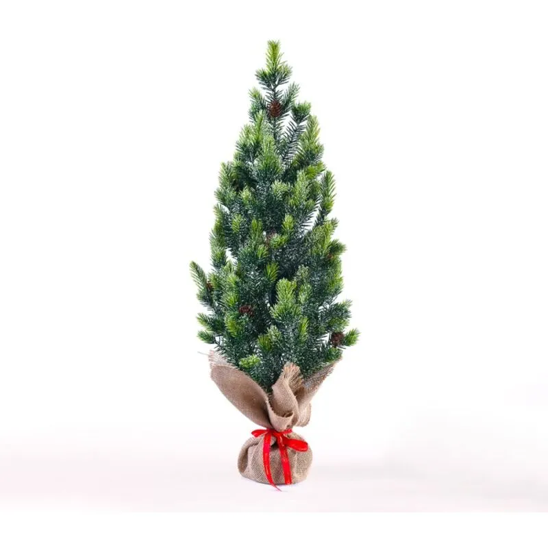 Ecoxmas - Albero di Natale artificiale piccolo 50cm da tavolo con pigne e neve finta Stoeren