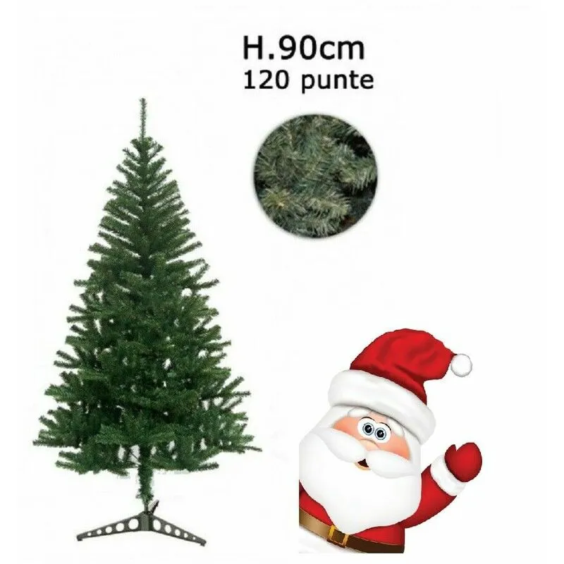 Albero di natale artificiale pino natalizio 120 Punte 90 cm verde sintetico