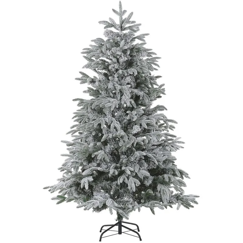 Beliani - Albero di Natale Artificiale Bianco Innevato Base Metallo pvc 180 cm Bassie