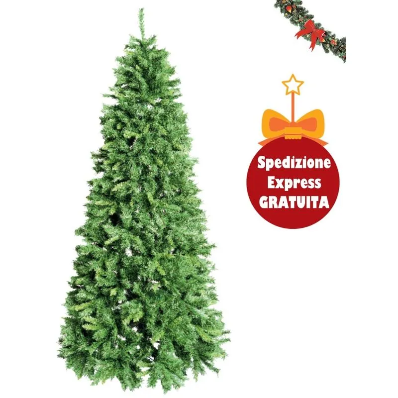 Xone - Albero di Natale artificiale royal slim verde folto compatto in pvc atossico - h 240 cm 1188 Rami