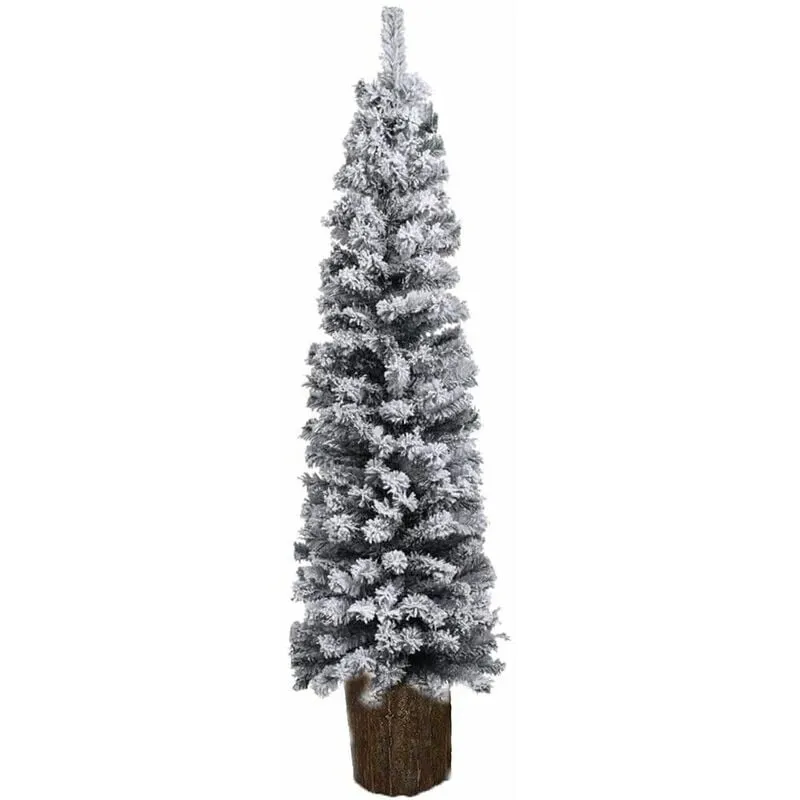 Albero di natale bianco innevato con tronco in legno slim alto cm150 180 210 240 o solo albero stretto decorazioni addobbi - misura: Albero con