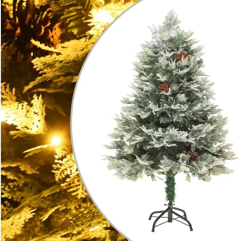 Albero di Natale Preilluminato con Pigne Verde 120 cm pvc e pe - Vidaxl