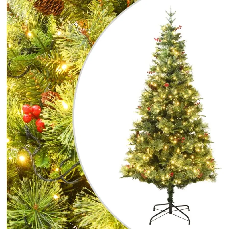 Albero di Natale Preilluminato con Pigne Verde 150 cm pvc e pe - Vidaxl