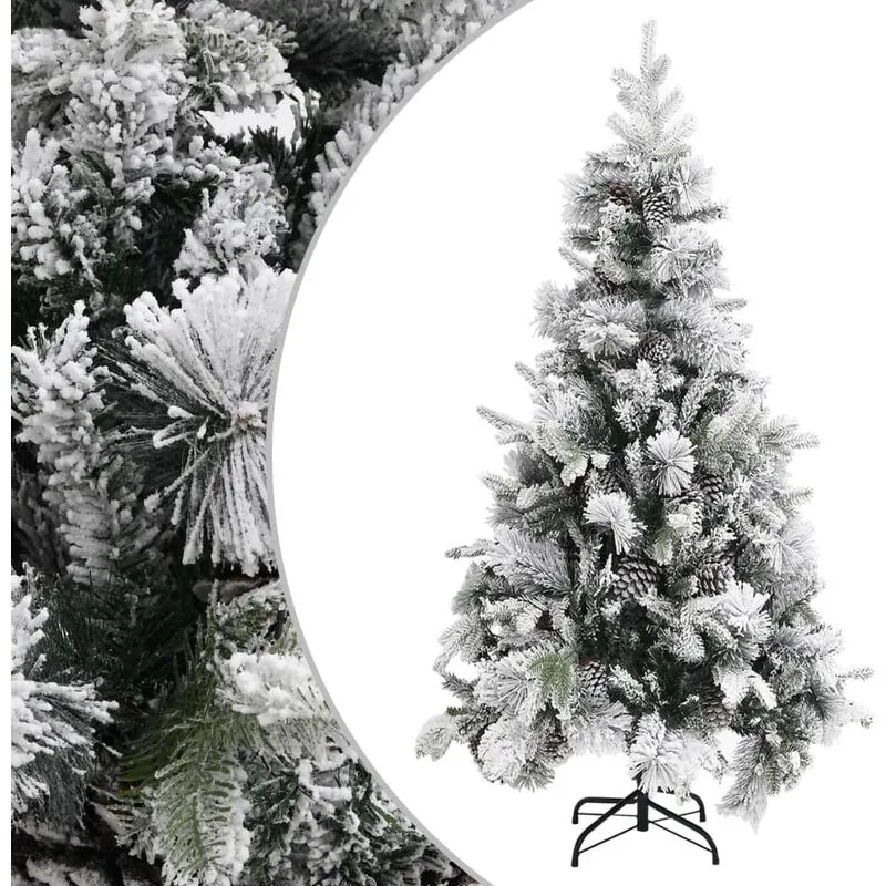 Torana - Albero di Natale con Neve Floccata e Pigne 225 cm pvc e pe