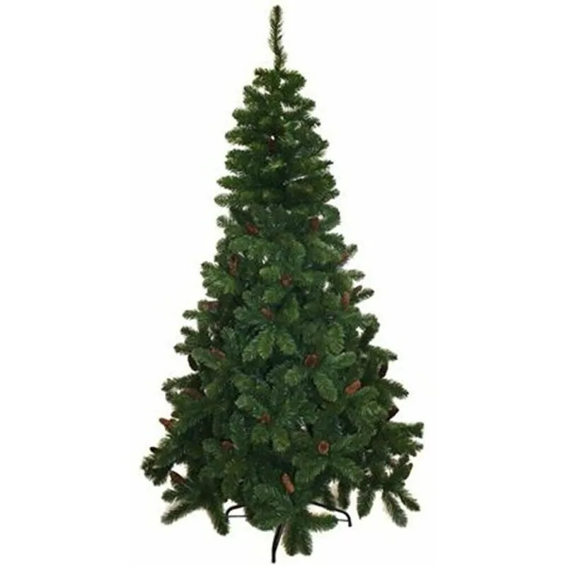 Albero di natale con pigne artificiale verde folto alto addobbi casa cm 180 210 ignifugo facile apertura ad ombrello - misura: cm 180