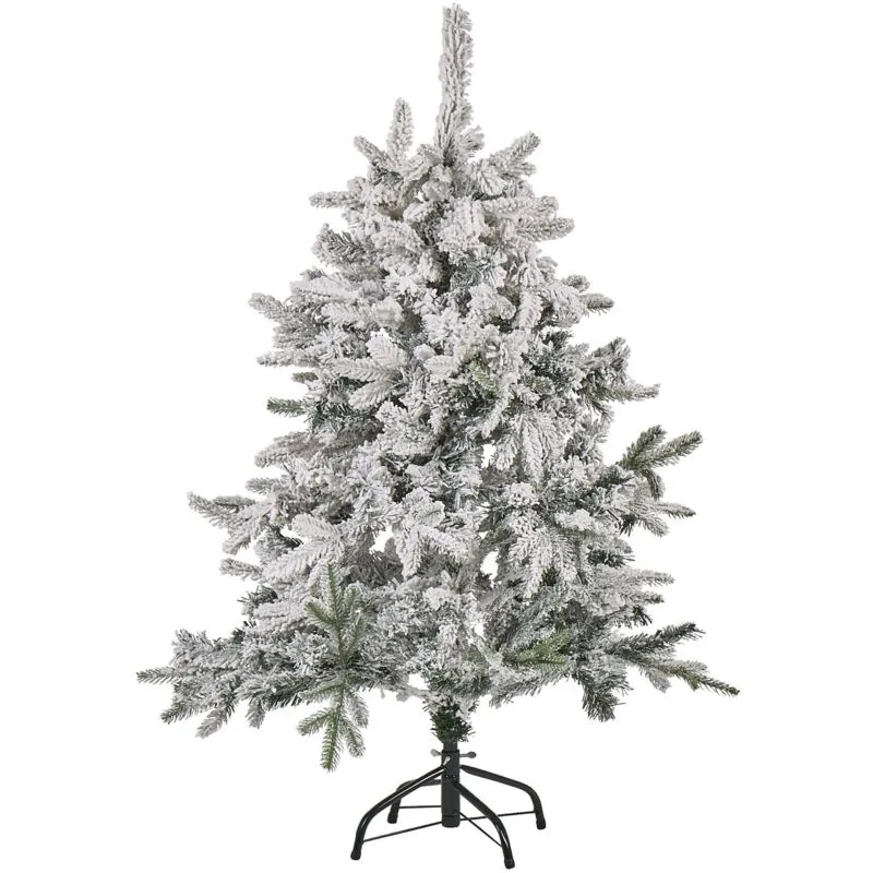 Albero di Natale Artificiale Bianco Innevato con Base in Metallo 120 cm Tomichi