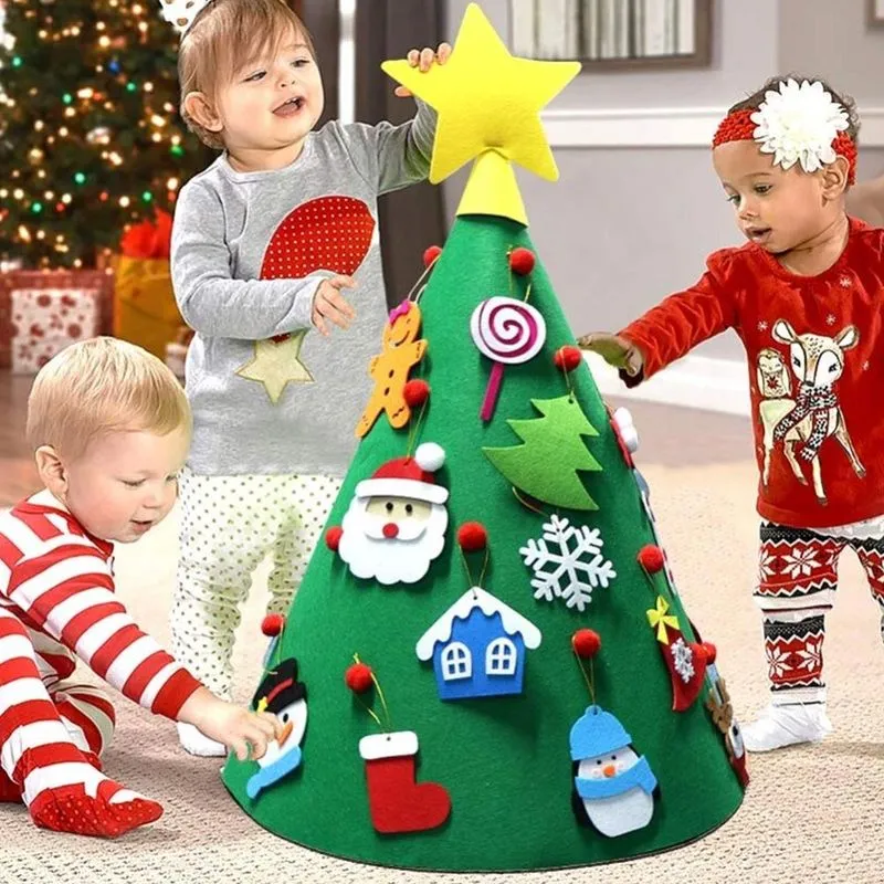 Bakaji - Albero di Natale Giocattolo per Bambini in Feltro con 15 Addobbi Natalizi 70 cm