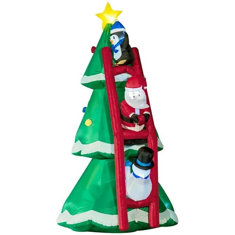 Maury's - albero di natale gonfiabile con babbo natale e luci led 162X125X247CM