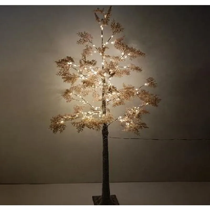 Albero di Natale h 120 con 100 Luci led Rami e Cime Tronco Marrone Eleganza Festiva