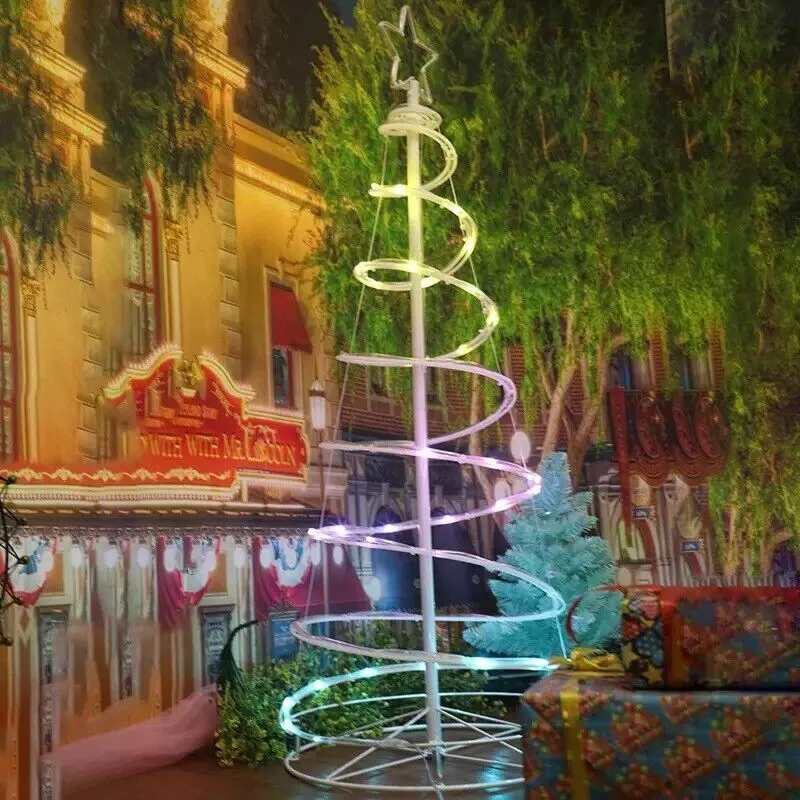 Albero di Natale in ferro con luci led Spirale Multicolor Spina usb Telecomando