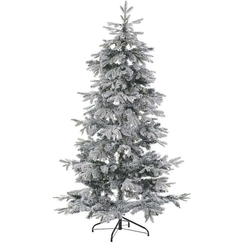 Albero di Natale Artificiale Bianco Innevato con Base in Metallo 180 cm Tomichi