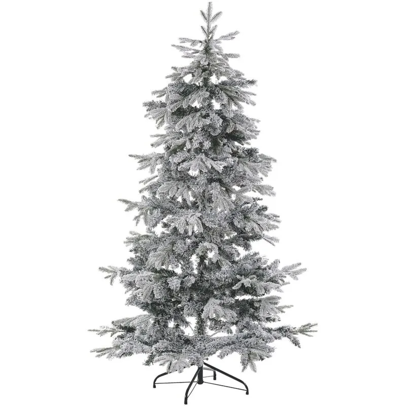 Albero di Natale Artificiale Bianco Innevato con Base in Metallo 210 cm Tomichi