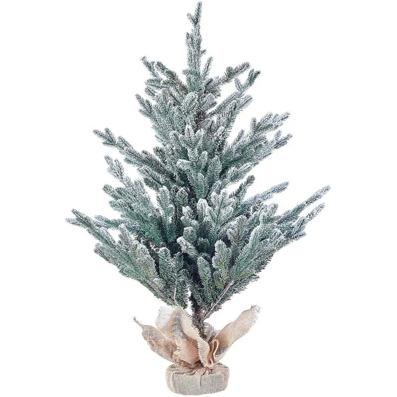 Albero di Natale Artificiale Innevato in Sacca di Iuta 90 cm Verde Ringrose