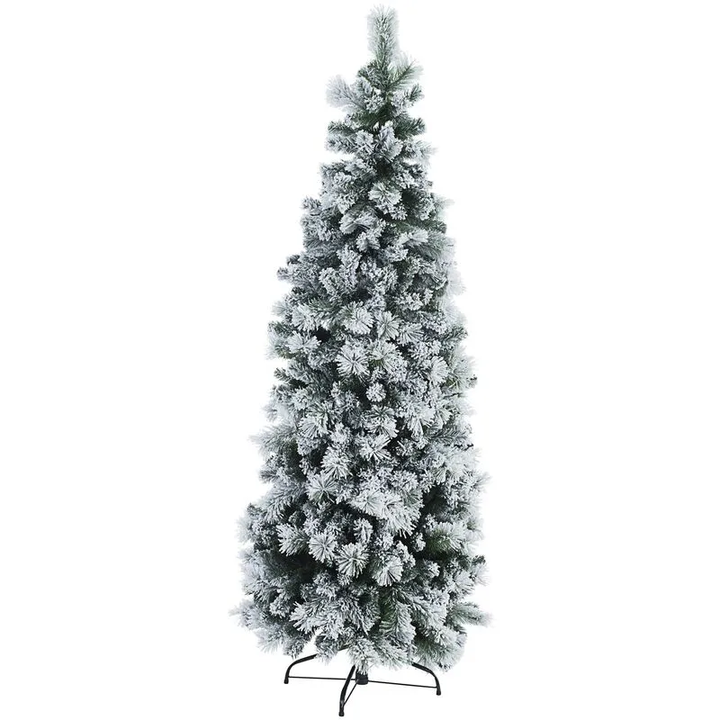 Albero di Natale Slim Sottile Stretto Innevato Bianco Realistico 180 cm Praga