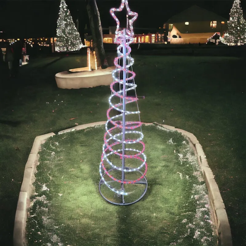 Albero di Natale Luminoso moderno in ferro con Luci a led Spirale da Interno ed Esterno 180CM luce rossa e bianca