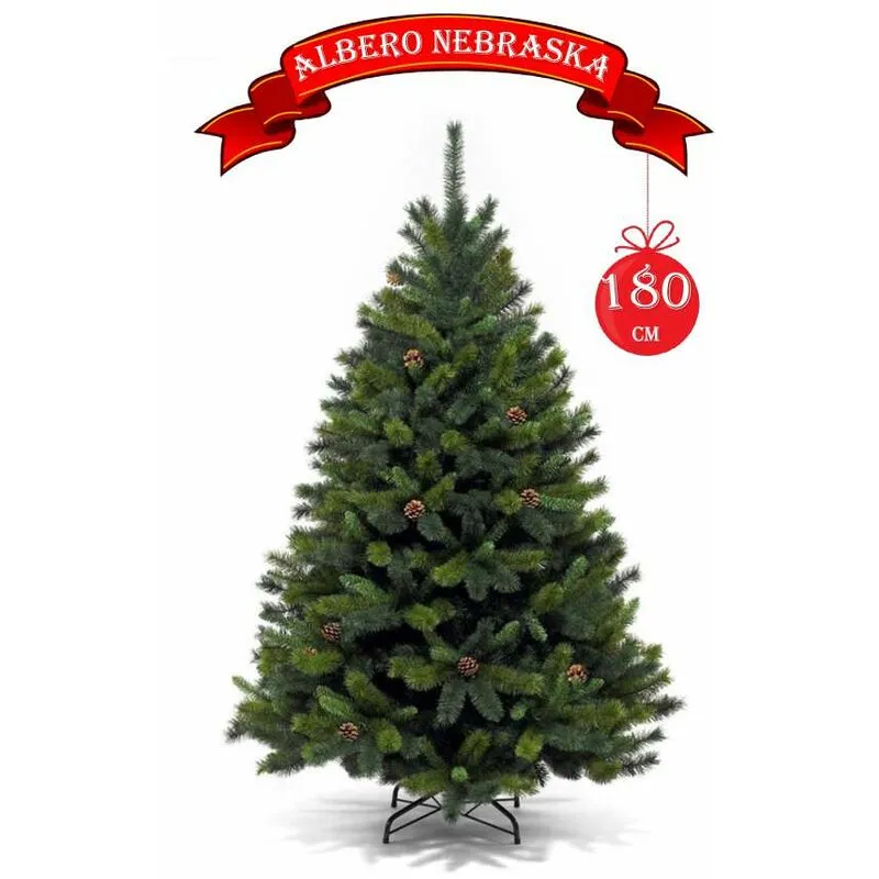 Albero di natale nebraska alto 180 cm con 865 rami, apertura ad ombrello.