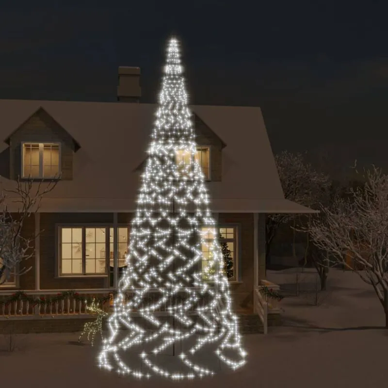 Torana - Albero di Natale Pennone Bianco Freddo 3000 led 800 cm