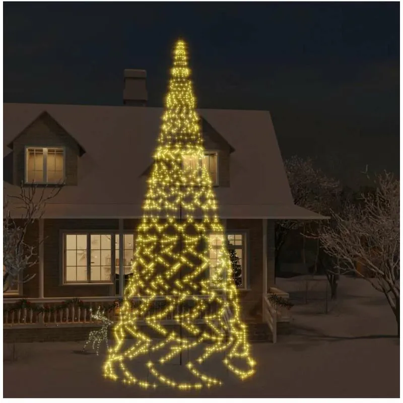 Albero di Natale Pennone Bianco Caldo 3000 LED 800 cm