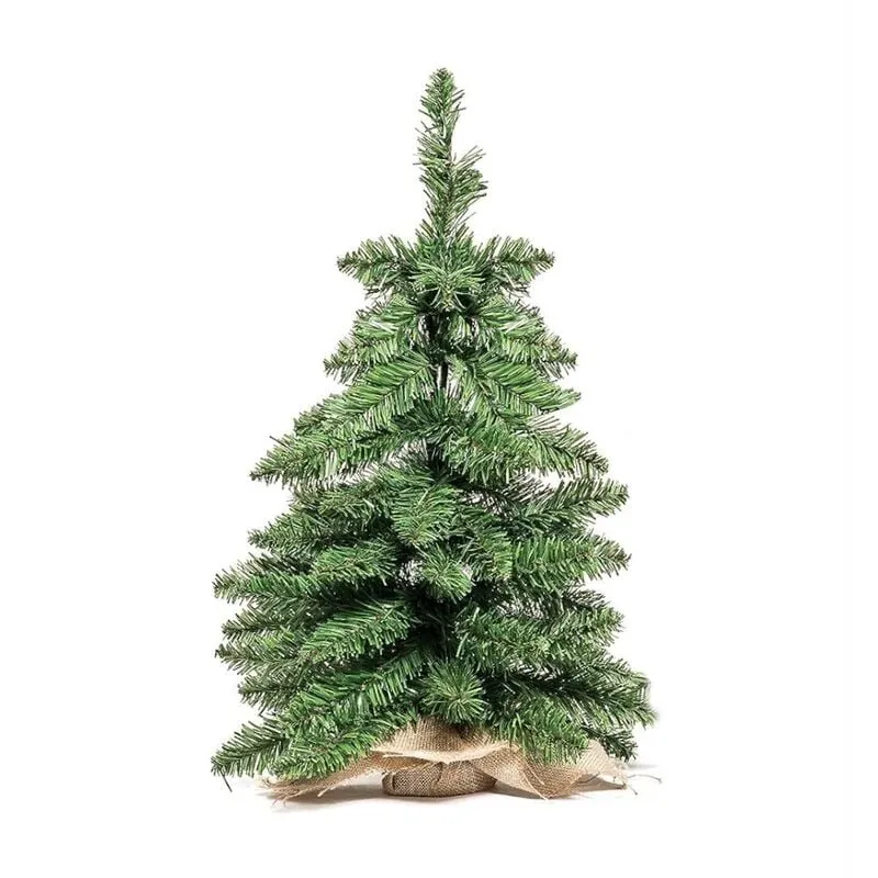 Albero di Natale Pinetto Alberello 30 cm 32 Rami in pvc con base in Juta F4997 Altezza 30 cm Colore Verde