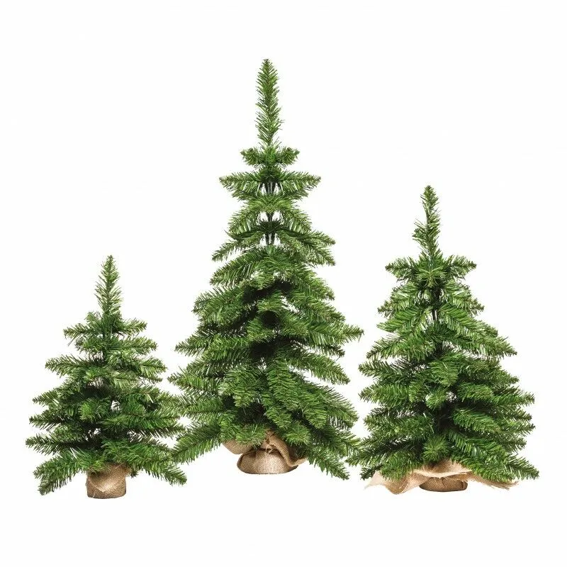 Albero di Natale timmy mini piccolo pinetto pvc verde con base yuta effetto reale salva spazio - H45 cm