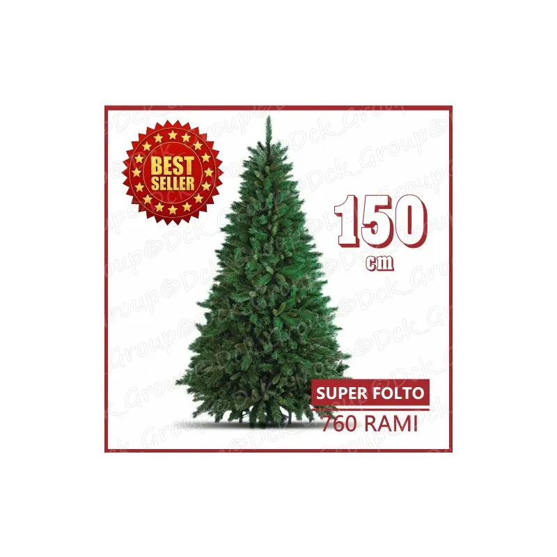 Albero Di Natale Modello Super Folto Verde 150 Cm Realistico 760 Rami Automatici