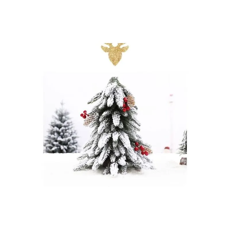  - albero di natale pino verde artificiale innevato piccolo 40 cm con neve bacche