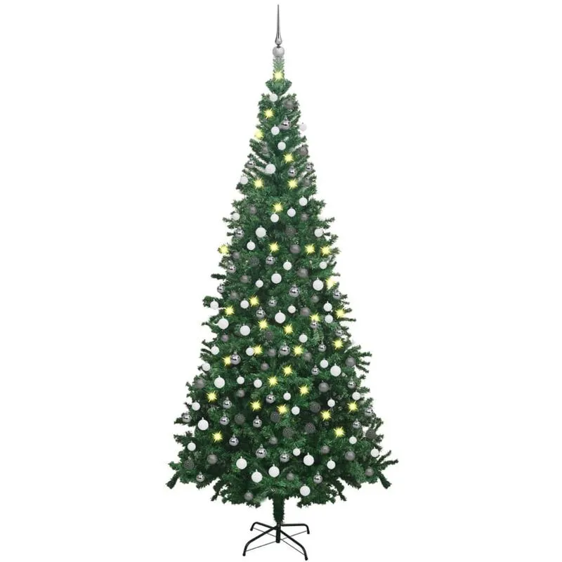 Albero di Natale Preilluminato con Palline 240 cm Verde