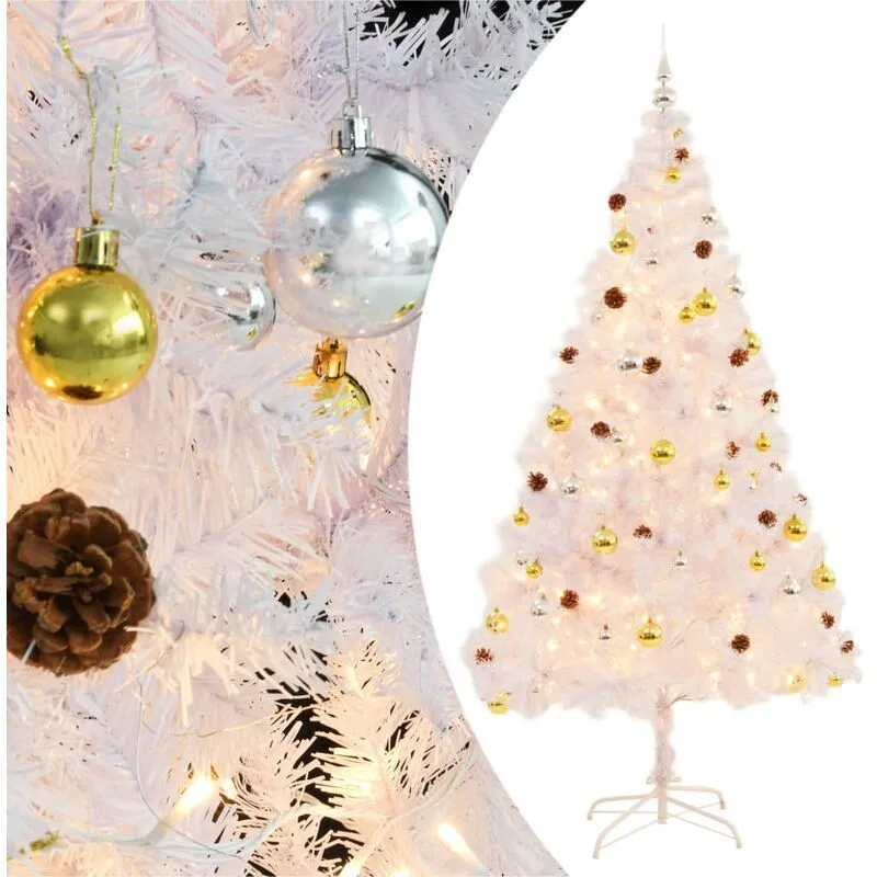 Torana - Albero di Natale Preilluminato con Palline Bianco 210 cm