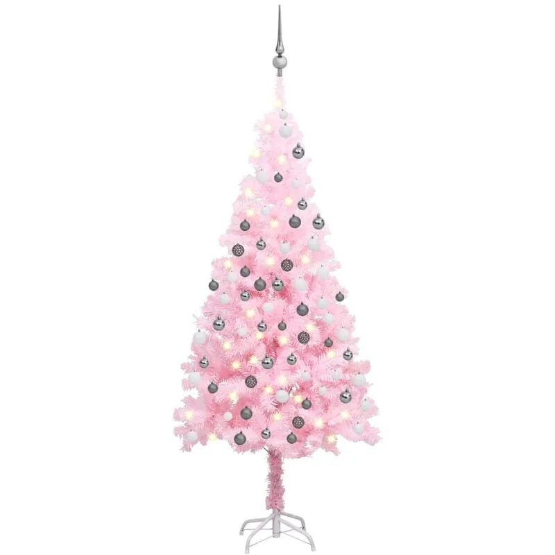 Torana - Albero di Natale Preilluminato con Palline Rosa 120 cm pvc