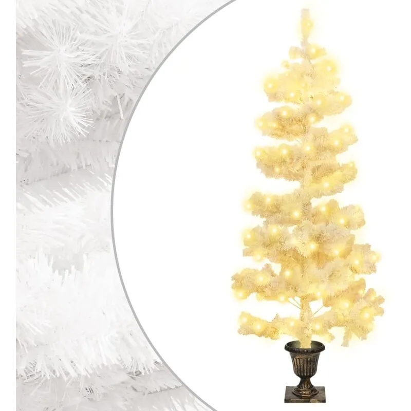 Albero di Natale Preilluminato con Vaso Bianco 120 cm in PVC