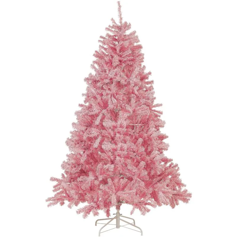 Albero di Natale artificiale Base in metallo pvc tradizionale 210 cm rosa Farnham