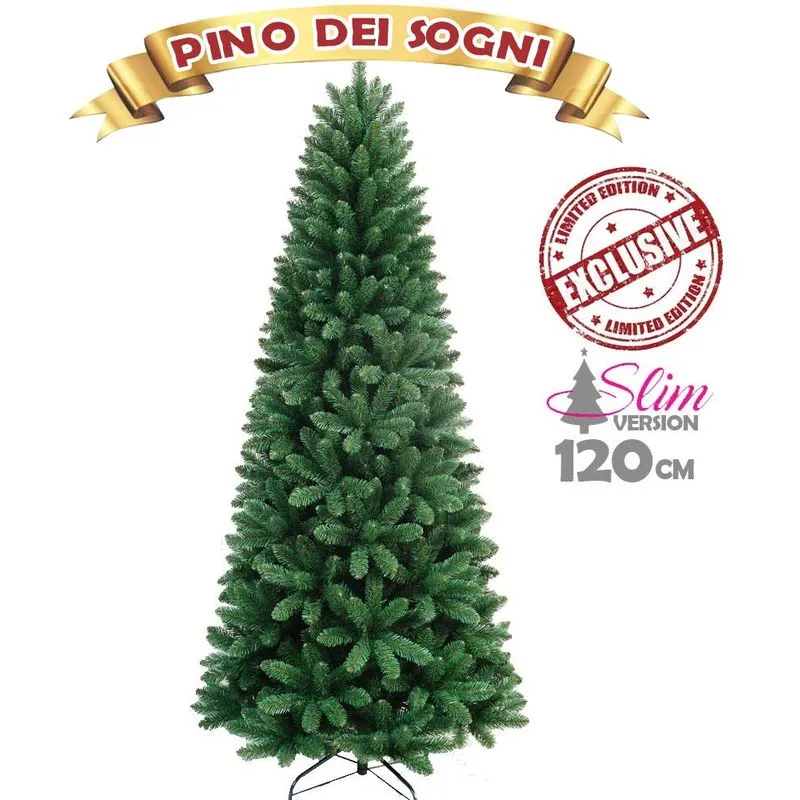 Bakaji - Albero Di Natale slim Pino Dei Sogni Verde Altezza 120 cm Base a Croce 295 Rami