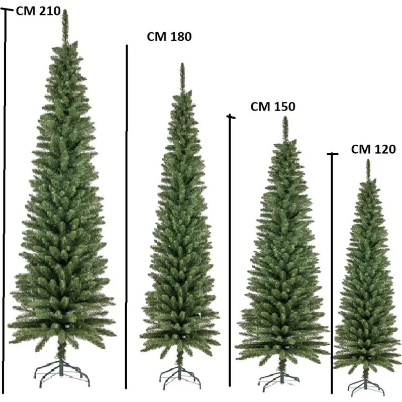 Cosedacasa - Albero di natale slim verde alto stretto da cm 120 a 210 folto pieno salvaspazio ignifugo apertura ad ombrello Diverse Misure - misura: