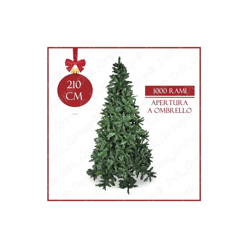 Albero di Natale Standard Verde 210 cm 1000 Rami Automatici Base 134 cm