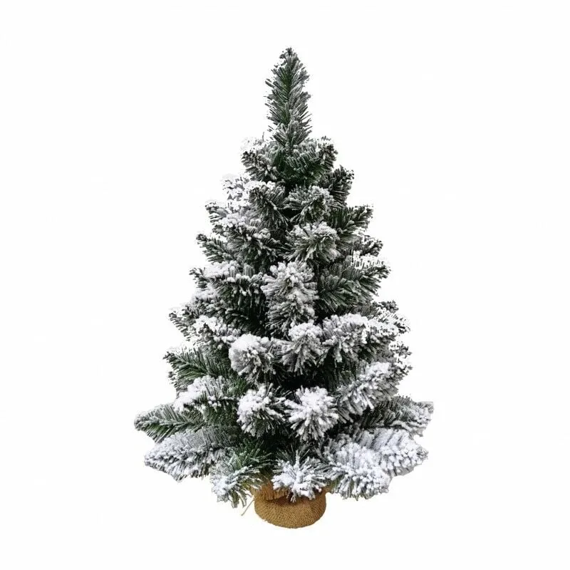 Xone - Albero di Natale timmy innevato mini piccolo pinetto pvc con base yuta effetto reale salva spazio - H60 cm