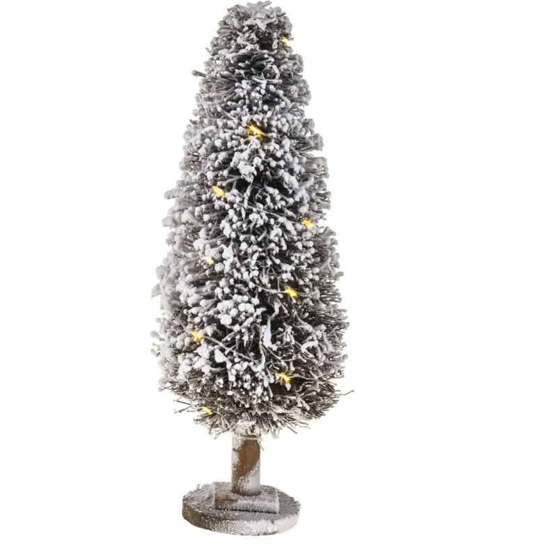 Albero innevato Slim con 24 Led H60 cm Marrone