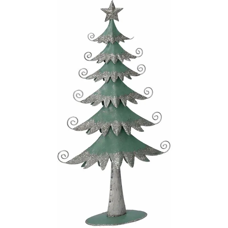 Albero metallo argento e verde salvia cm 21x6,5xh40,5