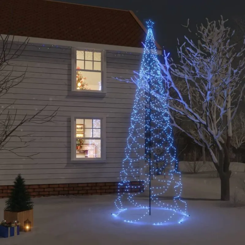 Albero di Natale con Palo in Metallo 1400 led Blu 5 m