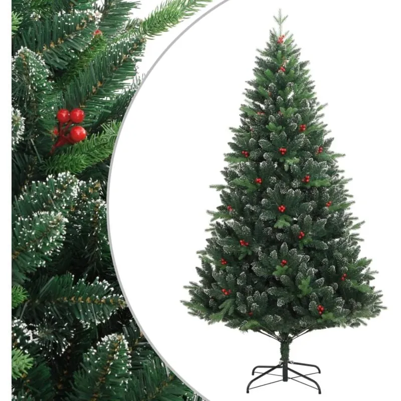 Albero Natale Artificiale Incernierato con Bacche Rosse 210 cm - Vidaxl