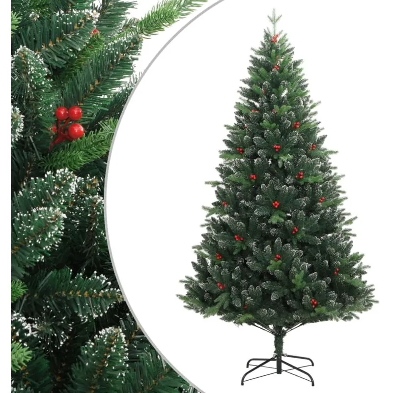 Albero Natale Artificiale Incernierato con Bacche Rosse 240 cm - Vidaxl