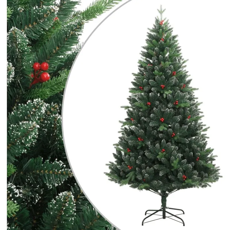 Albero Natale Artificiale Incernierato con Bacche Rosse 180 cm - Vidaxl