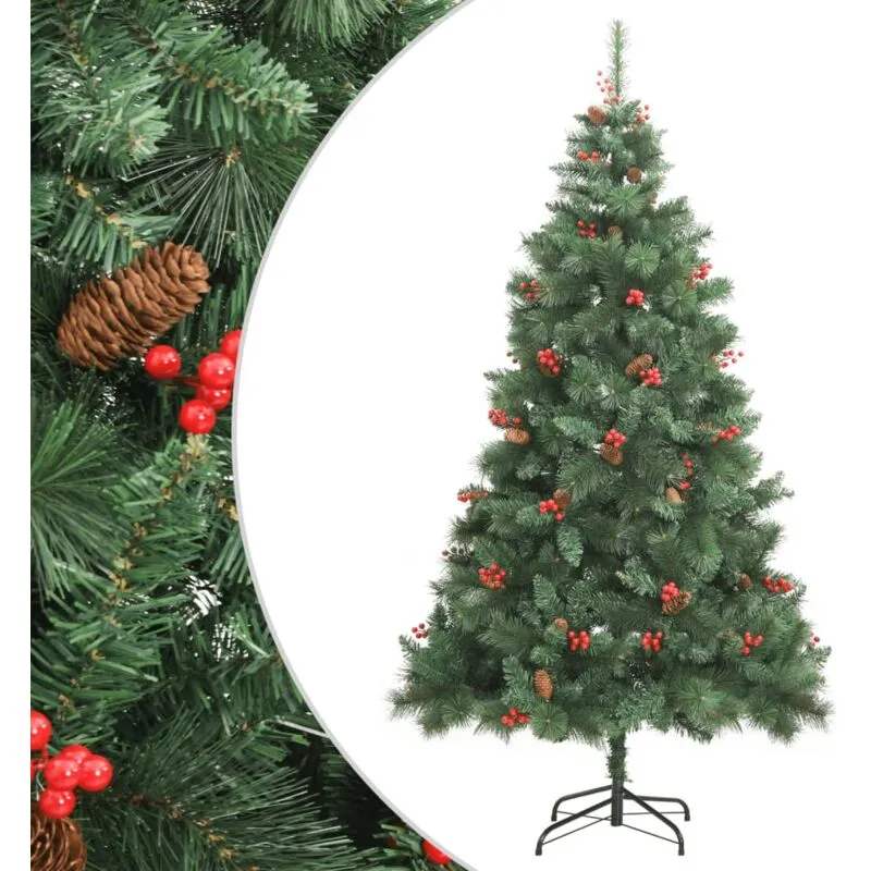 Albero Natale Artificiale Incernierato con Pigne e Bacche 240cm - Vidaxl