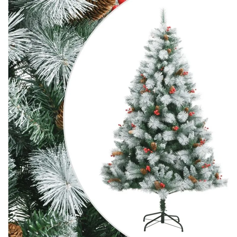 Albero Natale Artificiale Incernierato con Pigne e Bacche 180cm - Vidaxl