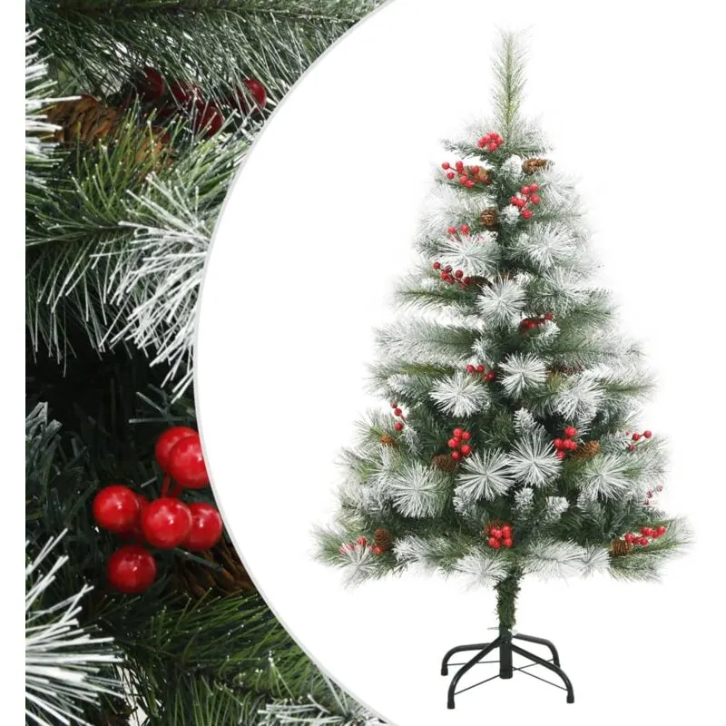 Albero Natale Artificiale Incernierato con Pigne e Bacche 120cm - Vidaxl