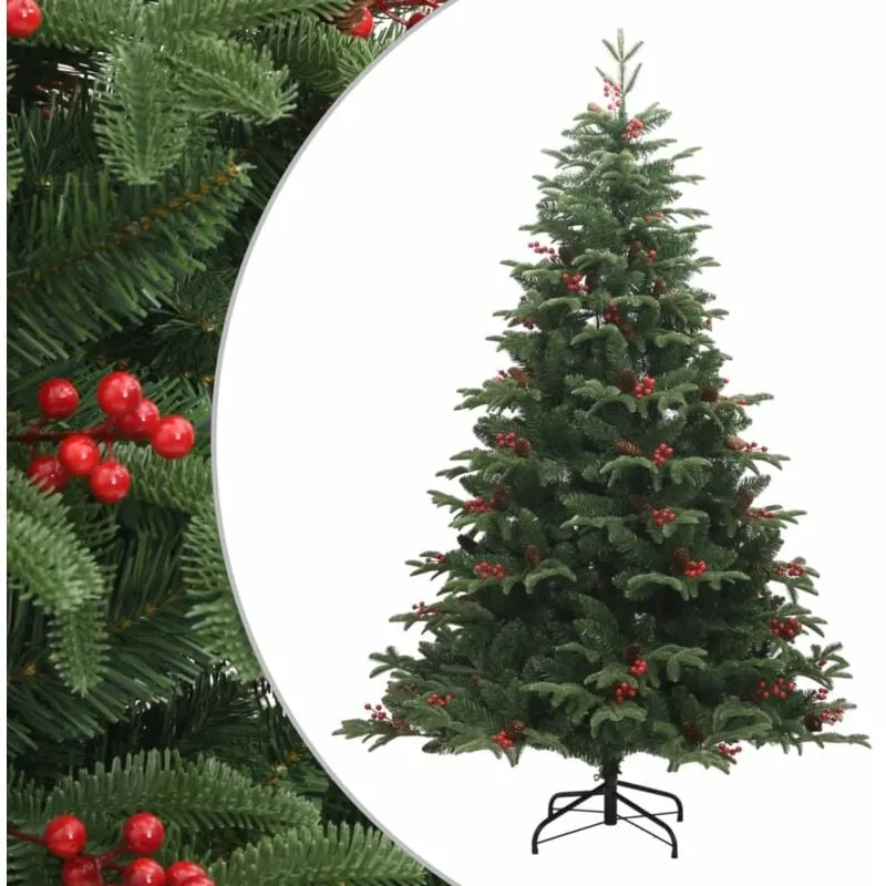 Albero Natale Artificiale Incernierato con Pigne e Bacche 210cm Vidaxl Verde