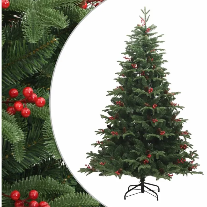 Albero Natale Artificiale Incernierato con Pigne e Bacche 240cm Vidaxl Verde