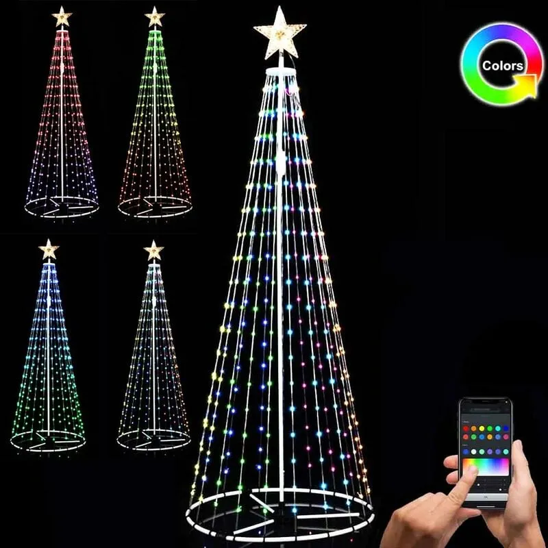 Bakaji - Albero Natale Luminoso 220 cm con 324 led rgb App Smart Control Luci per Esterno