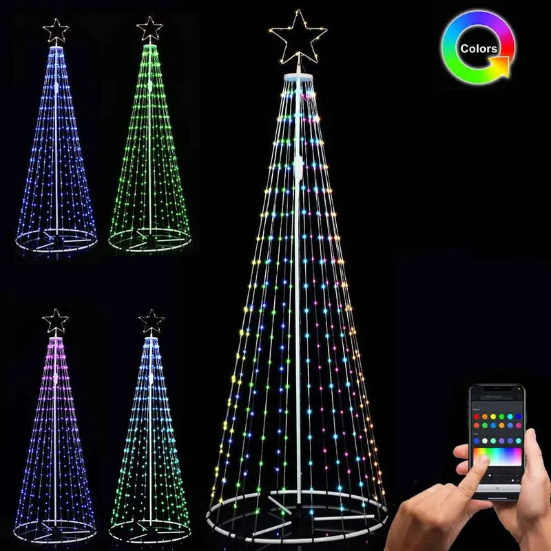 Bakaji - Albero Natale Luminoso 224 cm con 324 led rgb App Smart Control Luci per Esterno