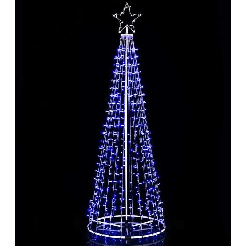 Bakaji - Albero Natale Luminoso 224 cm 592 led blu 8 Giochi Luce in Metallo per Esterno